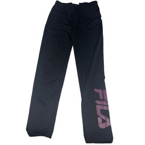 Fila Black Leggings with Purple Logo - Size 5/6